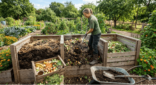 Organic waste being processed into compost at a Sydney facility